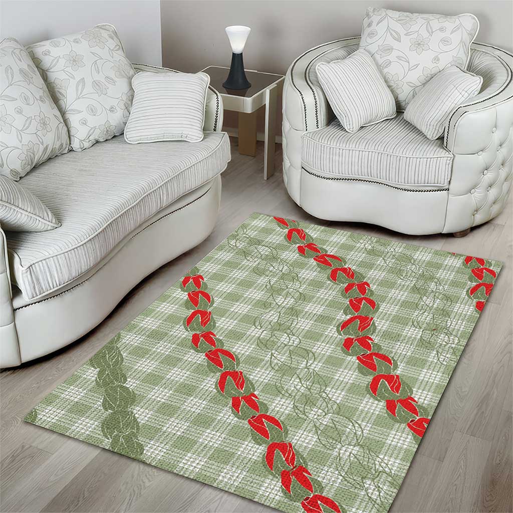 Omaomao Aloha Hawaii Area Rug Rosebud Lei With Palaka Motif - Polynesian Pride