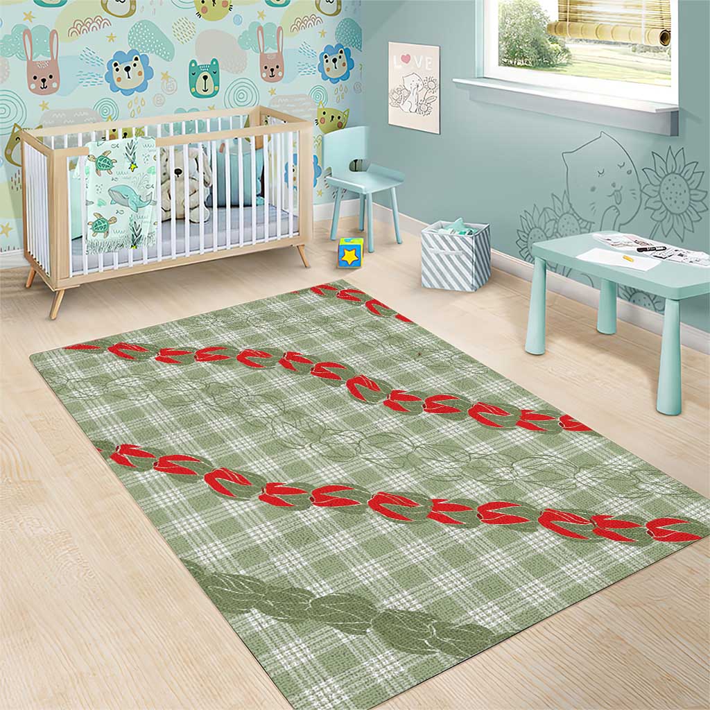 Omaomao Aloha Hawaii Area Rug Rosebud Lei With Palaka Motif - Polynesian Pride