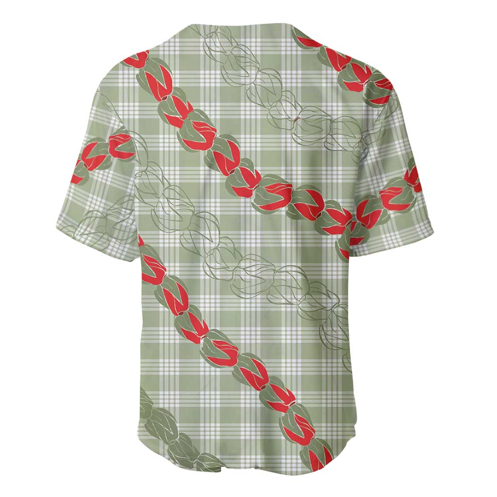 Omaomao Aloha Hawaii Baseball Jersey Rosebud Lei With Palaka Motif - Polynesian Pride