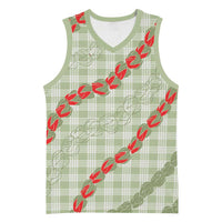 Omaomao Aloha Hawaii Basketball Jersey Rosebud Lei With Palaka Motif LT14 Unisex Green - Polynesian Pride