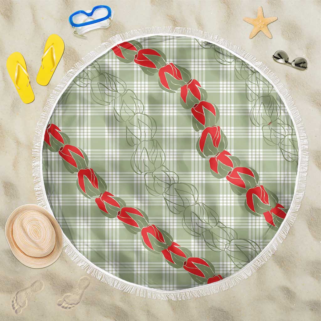 Omaomao Aloha Hawaii Beach Blanket Rosebud Lei With Palaka Motif - Polynesian Pride