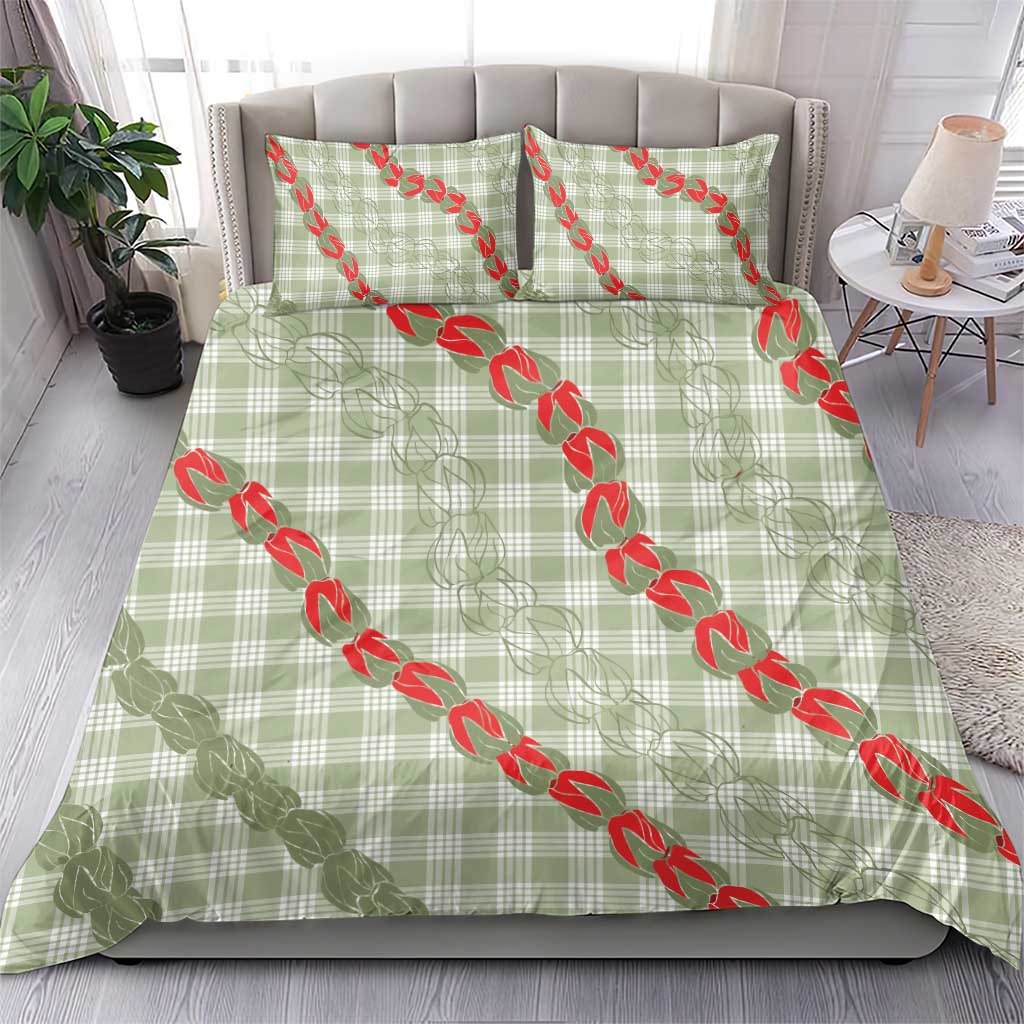Omaomao Aloha Hawaii Bedding Set Rosebud Lei With Palaka Motif - Polynesian Pride