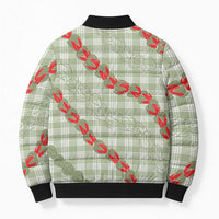 Omaomao Aloha Hawaii Bomber Puffer Jacket Rosebud Lei With Palaka Motif LT14 - Polynesian Pride