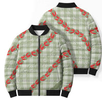 Omaomao Aloha Hawaii Bomber Puffer Jacket Rosebud Lei With Palaka Motif LT14 - Polynesian Pride