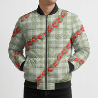 Omaomao Aloha Hawaii Bomber Puffer Jacket Rosebud Lei With Palaka Motif LT14 - Polynesian Pride