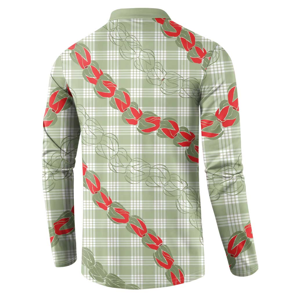 Omaomao Aloha Hawaii Button Sweatshirt Rosebud Lei With Palaka Motif LT14 - Polynesian Pride