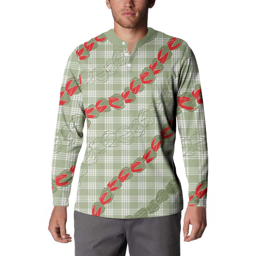 Omaomao Aloha Hawaii Button Sweatshirt Rosebud Lei With Palaka Motif LT14 - Polynesian Pride