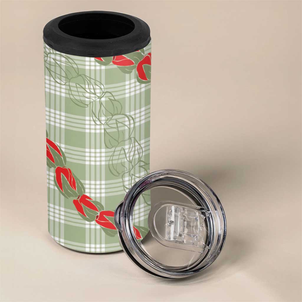 Omaomao Aloha Hawaii 4 in 1 Can Cooler Tumbler Rosebud Lei With Palaka Motif - Polynesian Pride