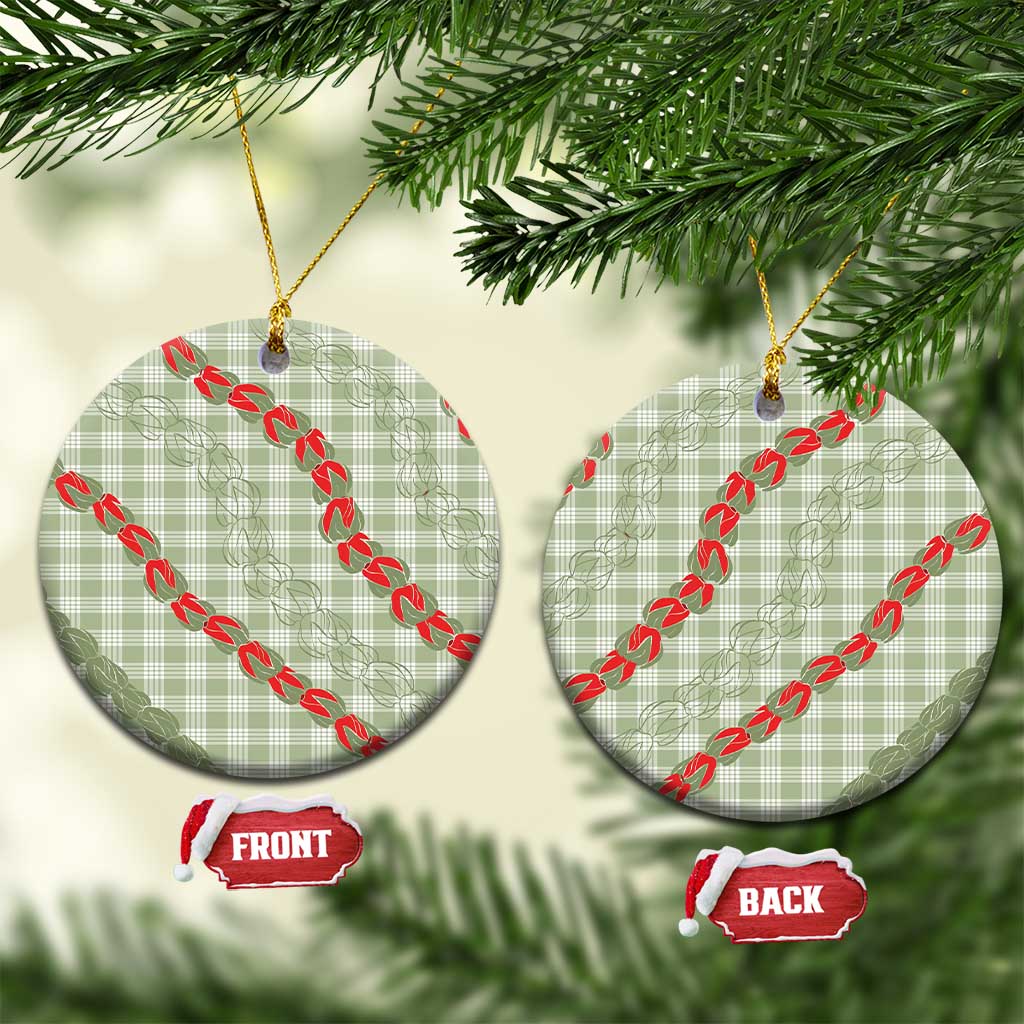 Omaomao Aloha Hawaii Ceramic Ornament Rosebud Lei With Palaka Motif - Polynesian Pride