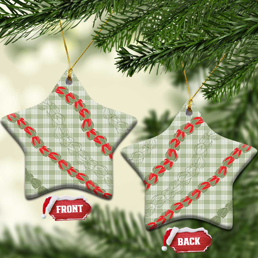 Omaomao Aloha Hawaii Ceramic Ornament Rosebud Lei With Palaka Motif - Polynesian Pride