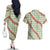Omaomao Aloha Hawaii Couples Matching Off The Shoulder Long Sleeve Dress and Hawaiian Shirt Rosebud Lei With Palaka Motif - Polynesian Pride