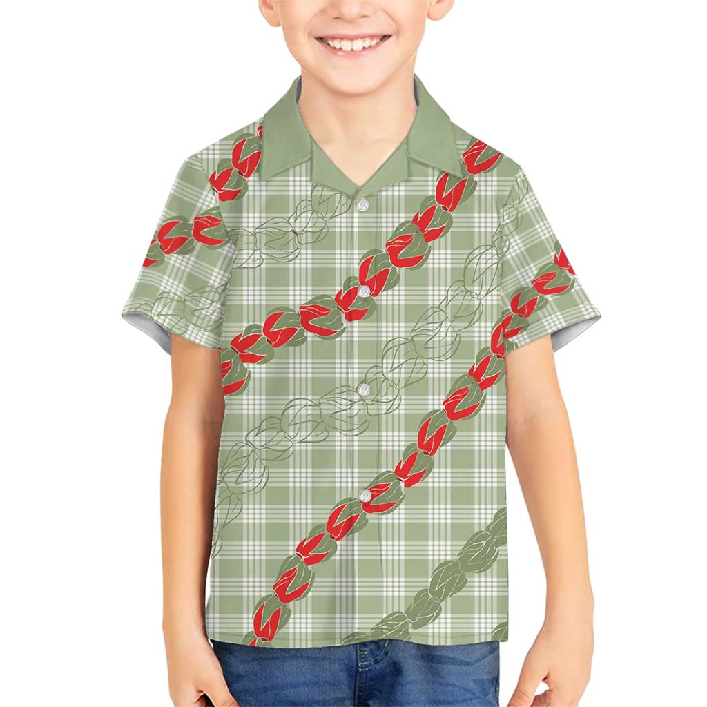 Omaomao Aloha Hawaii Family Matching Puletasi and Hawaiian Shirt Rosebud Lei With Palaka Motif - Polynesian Pride