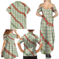 Omaomao Aloha Hawaii Family Matching Summer Maxi Dress and Hawaiian Shirt Rosebud Lei With Palaka Motif - Polynesian Pride