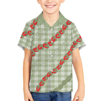 Omaomao Aloha Hawaii Kid Hawaiian Shirt Rosebud Lei With Palaka Motif - Polynesian Pride