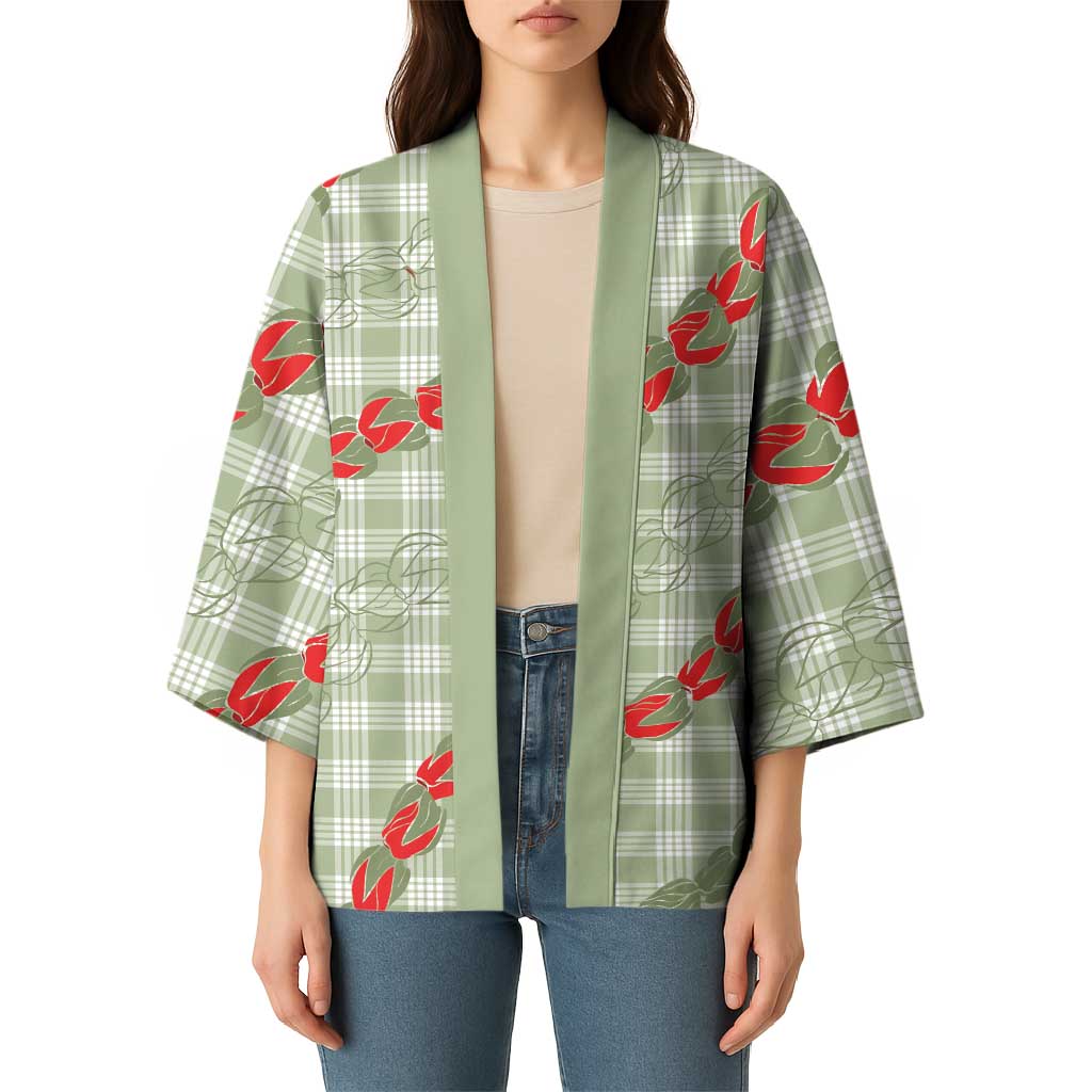 Omaomao Aloha Hawaii Kimono Rosebud Lei With Palaka Motif - Polynesian Pride