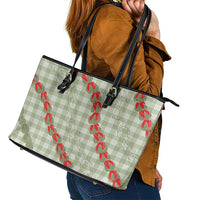 Omaomao Aloha Hawaii Leather Tote Bag Rosebud Lei With Palaka Motif LT14 - Polynesian Pride