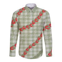 Omaomao Aloha Hawaii Long Sleeve Button Shirt Rosebud Lei With Palaka Motif LT14 Unisex Green - Polynesian Pride