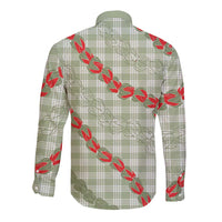 Omaomao Aloha Hawaii Long Sleeve Button Shirt Rosebud Lei With Palaka Motif LT14 - Polynesian Pride