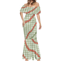 Omaomao Aloha Hawaii Mermaid Dress Rosebud Lei With Palaka Motif - Polynesian Pride