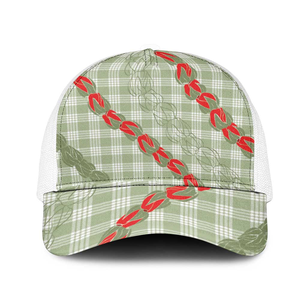 Omaomao Aloha Hawaii Mesh Trucker Cap Rosebud Lei With Palaka Motif - Polynesian Pride