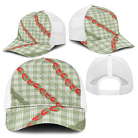 Omaomao Aloha Hawaii Mesh Trucker Cap Rosebud Lei With Palaka Motif - Polynesian Pride
