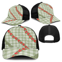 Omaomao Aloha Hawaii Mesh Trucker Cap Rosebud Lei With Palaka Motif - Polynesian Pride
