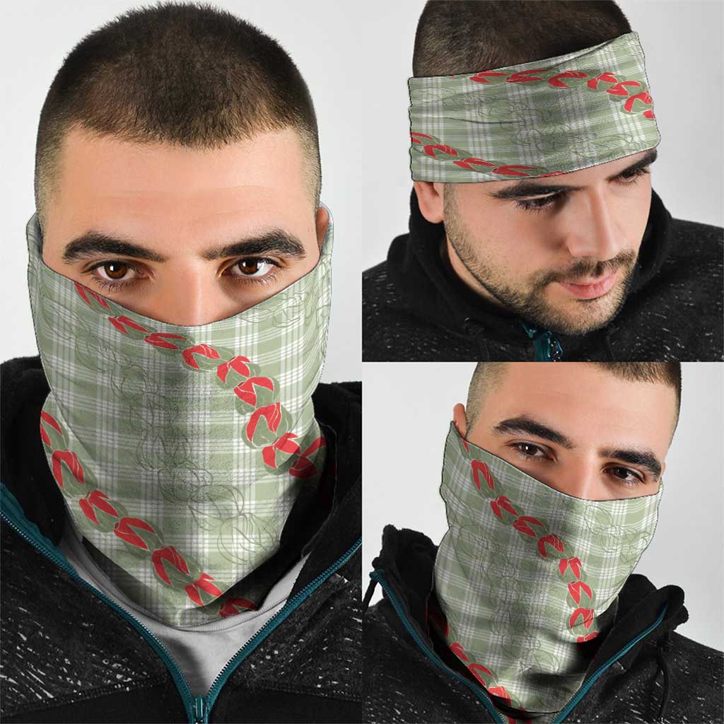 Omaomao Aloha Hawaii Neck Gaiter Rosebud Lei With Palaka Motif LT14 - Polynesian Pride