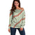 Omaomao Aloha Hawaii Off Shoulder Sweater Rosebud Lei With Palaka Motif - Polynesian Pride
