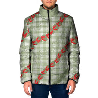 Omaomao Aloha Hawaii Padded Jacket Rosebud Lei With Palaka Motif LT14 Men Green - Polynesian Pride