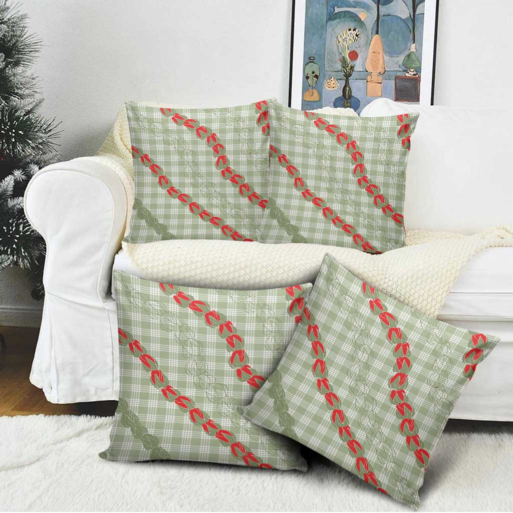 Omaomao Aloha Hawaii Pillow Cover Rosebud Lei With Palaka Motif - Polynesian Pride