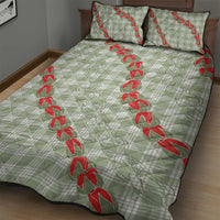 Omaomao Aloha Hawaii Quilt Bed Set Rosebud Lei With Palaka Motif - Polynesian Pride