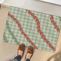 Omaomao Aloha Hawaii Rubber Doormat Rosebud Lei With Palaka Motif - Polynesian Pride