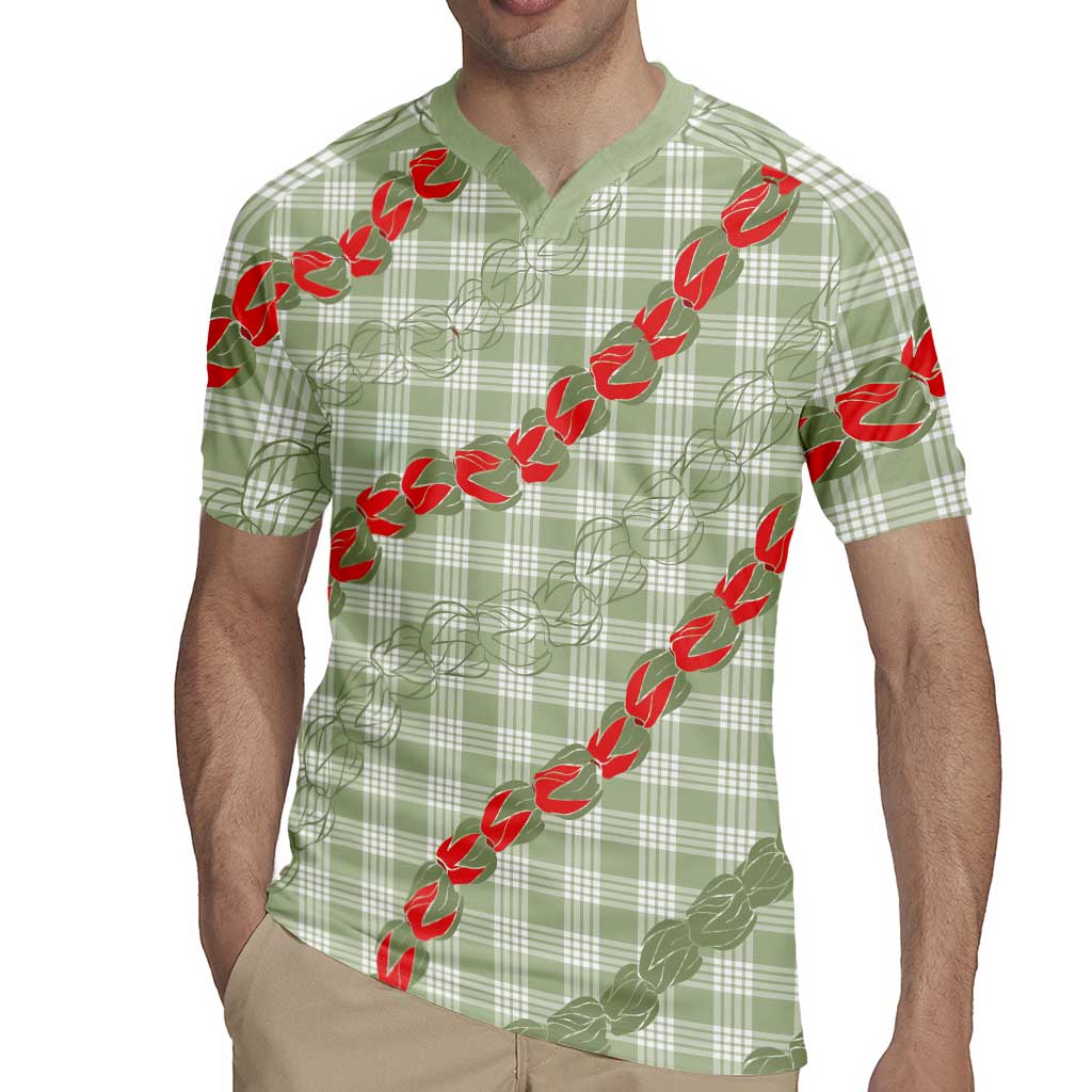 Omaomao Aloha Hawaii Rugby Jersey Rosebud Lei With Palaka Motif LT14 - Polynesian Pride