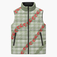 Omaomao Aloha Hawaii Sleeveless Puffer Jacket Rosebud Lei With Palaka Motif LT14 Unisex Green - Polynesian Pride