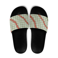 Omaomao Aloha Hawaii Slide Sandals Rosebud Lei With Palaka Motif LT14 Green - Polynesian Pride