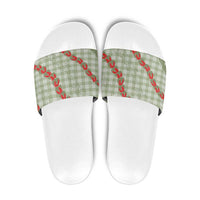 Omaomao Aloha Hawaii Slide Sandals Rosebud Lei With Palaka Motif LT14 Green - Polynesian Pride