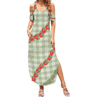 Omaomao Aloha Hawaii Summer Maxi Dress Rosebud Lei With Palaka Motif - Polynesian Pride
