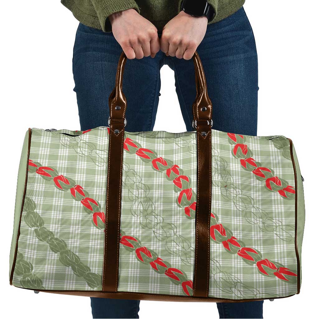 Omaomao Aloha Hawaii Travel Bag Rosebud Lei With Palaka Motif - Polynesian Pride