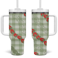 Omaomao Aloha Hawaii Tumbler With Handle Rosebud Lei With Palaka Motif - Polynesian Pride