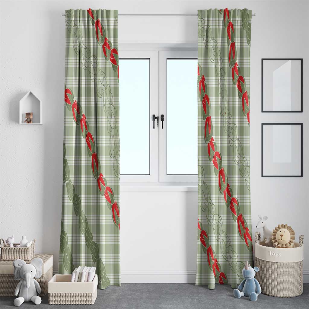 Omaomao Aloha Hawaii Window Curtain Rosebud Lei With Palaka Motif LT14 - Polynesian Pride