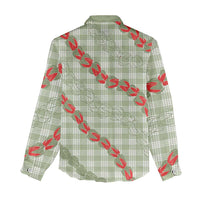 Omaomao Aloha Hawaii Women Casual Shirt Rosebud Lei With Palaka Motif - Polynesian Pride