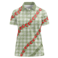Omaomao Aloha Hawaii Women Polo Shirt Rosebud Lei With Palaka Motif LT14 Female Green - Polynesian Pride
