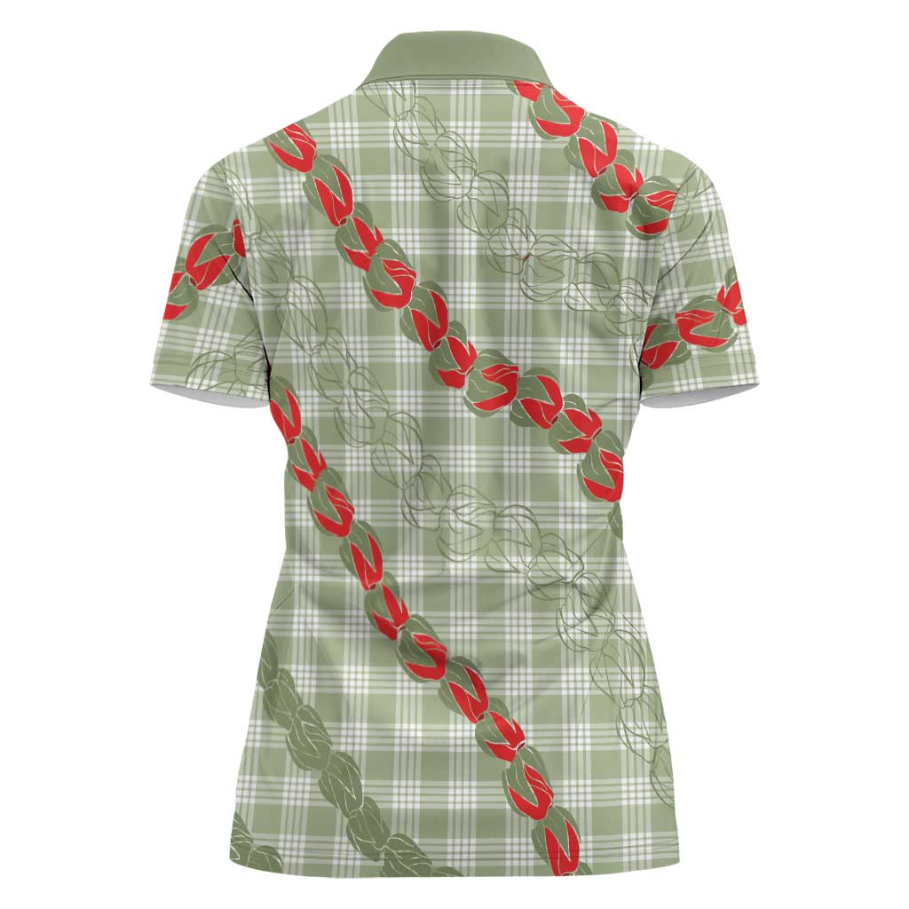 Omaomao Aloha Hawaii Women Polo Shirt Rosebud Lei With Palaka Motif LT14 - Polynesian Pride
