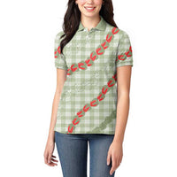 Omaomao Aloha Hawaii Women Polo Shirt Rosebud Lei With Palaka Motif LT14 - Polynesian Pride