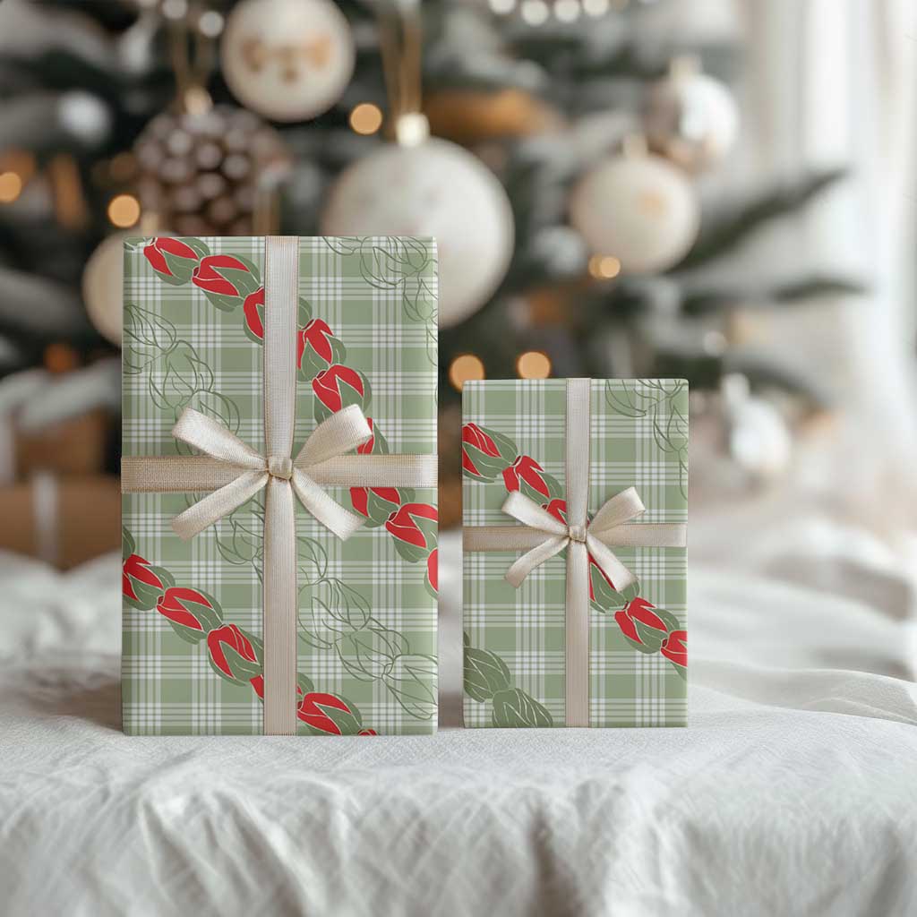 Omaomao Aloha Hawaii Wrapping Paper Rosebud Lei With Palaka Motif - Polynesian Pride