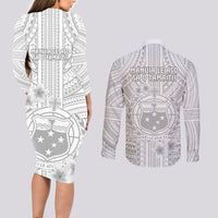 samoa-white-sunday-couples-matching-long-sleeve-bodycon-dress-and-long-sleeve-button-shirts-manuia-le-aso-sa-o-tamaiti-polynesian-plumeria