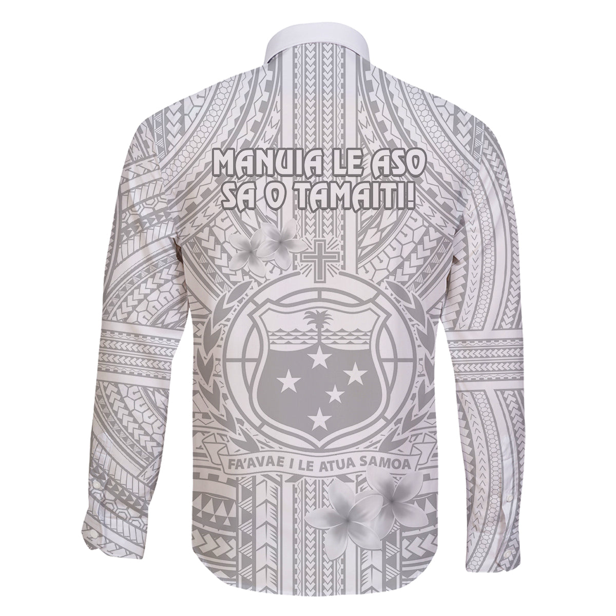 samoa-white-sunday-family-matching-off-shoulder-maxi-dress-and-hawaiian-shirt-manuia-le-aso-sa-o-tamaiti-polynesian-plumeria