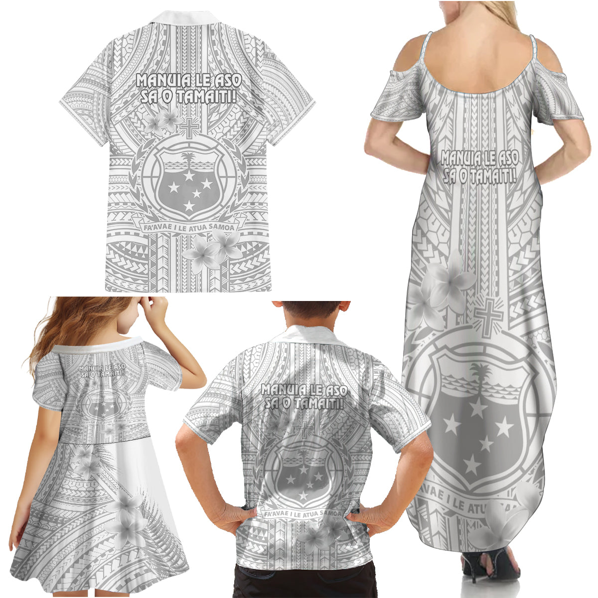 samoa-white-sunday-family-matching-summer-maxi-dress-and-hawaiian-shirt-manuia-le-aso-sa-o-tamaiti-polynesian-plumeria