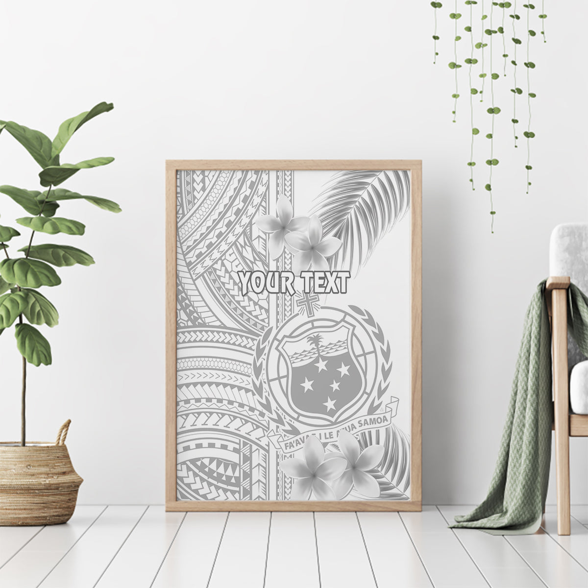 Personalised Samoa White Sunday Canvas Wall Art Manuia le Aso Sa o Tamaiti Polynesian Plumeria LT14 - Polynesian Pride