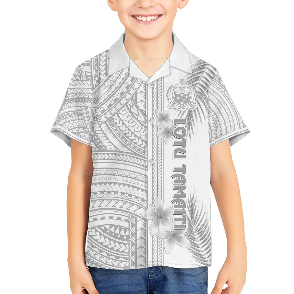 personalised-samoa-white-sunday-hawaiian-shirt-manuia-le-aso-sa-o-tamaiti-polynesian-plumeria
